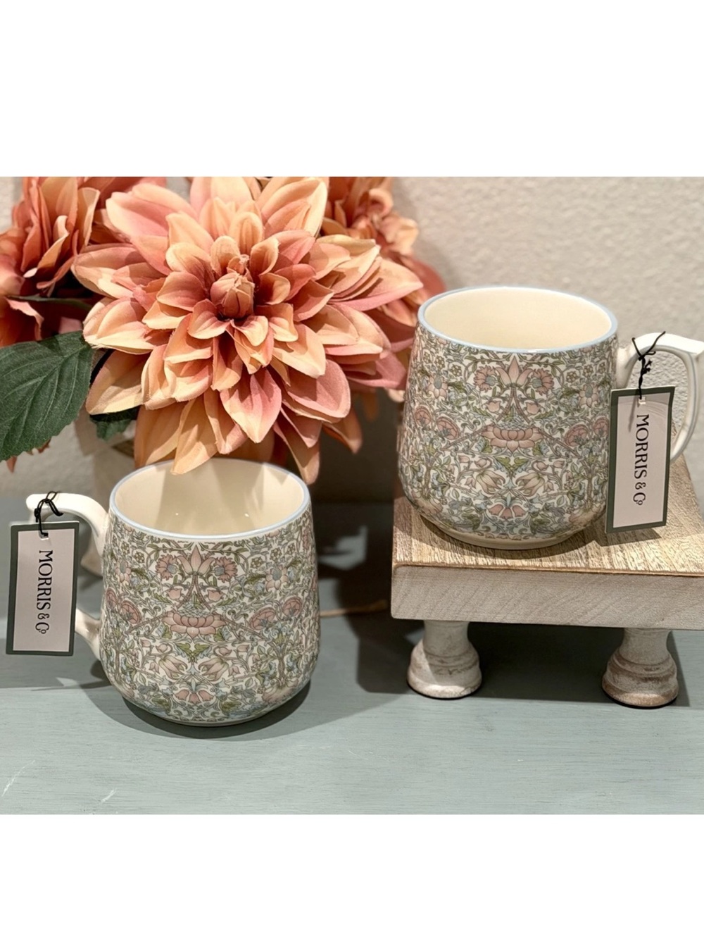 BRAND NEW! Morris & Co William Morris LODDEN Pattern Coffee/Tea Mug - set-2